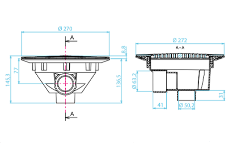 Dimension de la bonde de fond piscine liner BL311